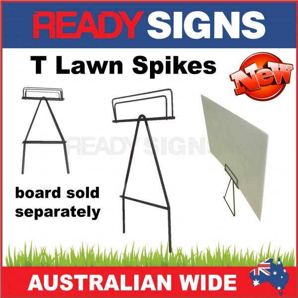 T Lawn Spike - Metal Sign Frame for Corflute Signs - For Horizontal Fluted Signs